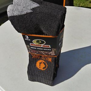 Gray Men's Crew Socks 3Pk Sock Size 10-13 Mossy Oak
